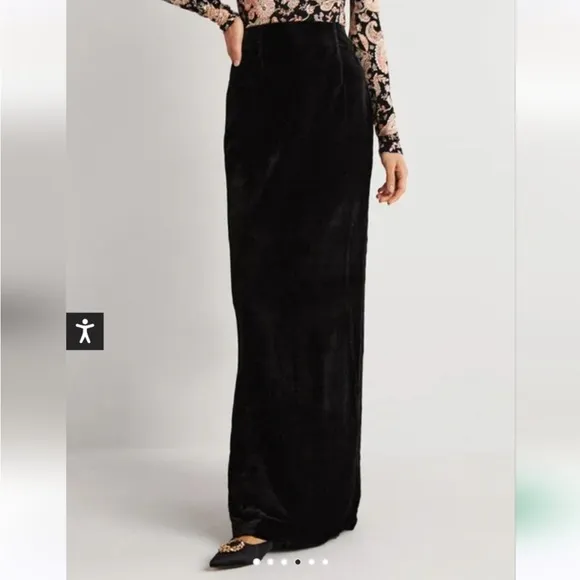 💄 Boden Black Velvet Stunning Classic Column Skirt Size 14 RARE