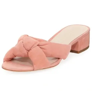 - nib Loeffler Randall Elsie Suede Slide Sandals in Melon Pink - Size 7.5