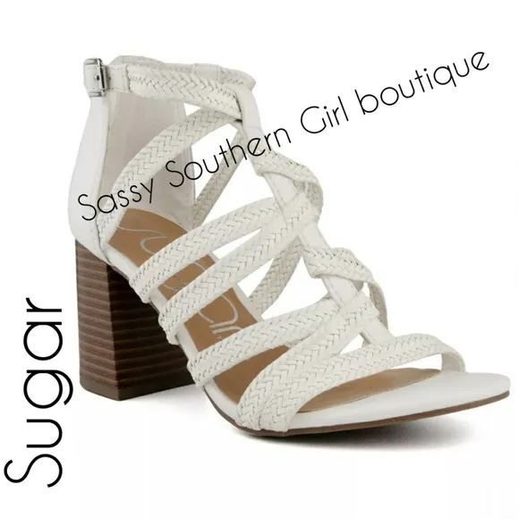 🆕⭐ SUGAR white braided heeled sandals