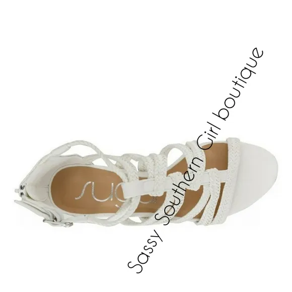 🆕⭐ SUGAR white braided heeled sandals