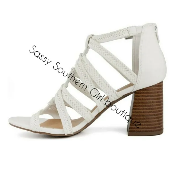 🆕⭐ SUGAR white braided heeled sandals