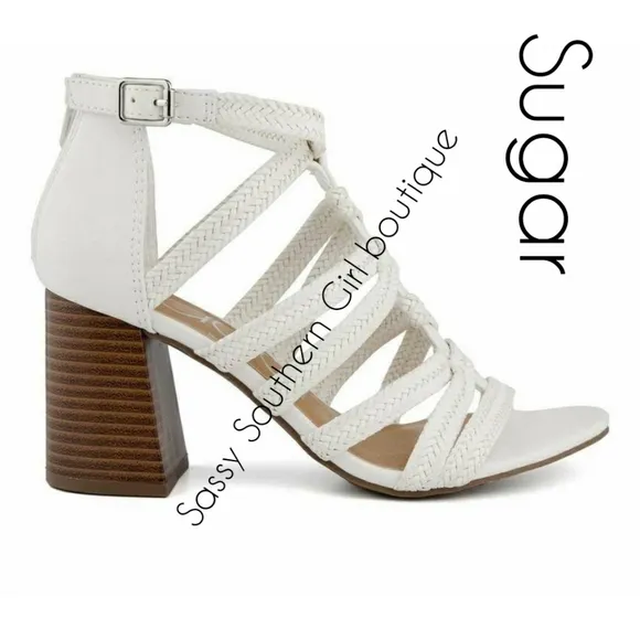 🆕⭐ SUGAR white braided heeled sandals