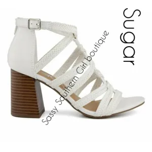 🆕⭐ SUGAR white braided heeled sandals