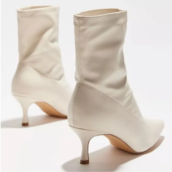 • urban outfitters creamy slim pointed toe faux leather boots •