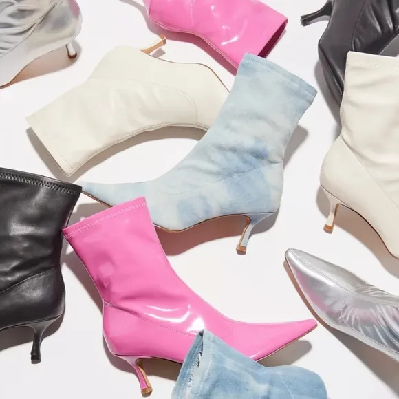 • urban outfitters creamy slim pointed toe faux leather boots •