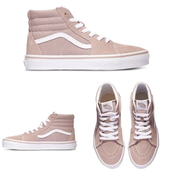 . Vans Kids Sk8-High Top Grade School Brownish Pink Sneakers
