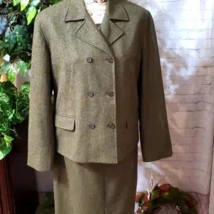 2 piece Lauren Ralph Lauren Olive Woolmark Skirt Suit NWT