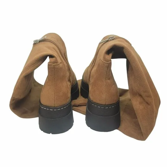🤩$265 New Sz 8.5 Women's Boots Marc Fisher LTD PHILLY Over the Knee chunky Tan
