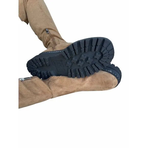 🤩$265 New Sz 8.5 Women's Boots Marc Fisher LTD PHILLY Over the Knee chunky Tan