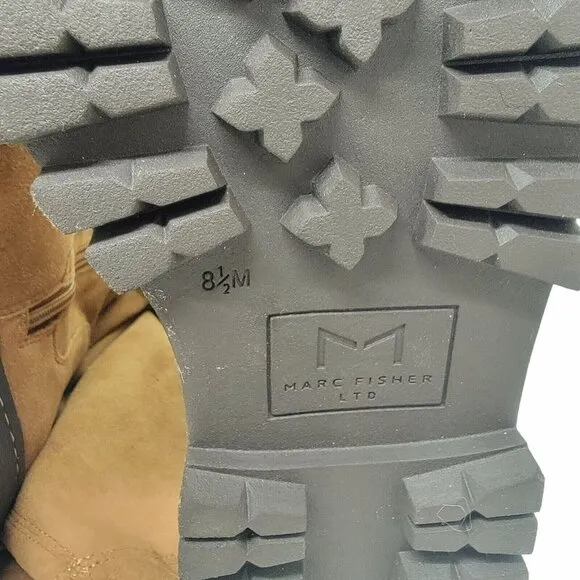🤩$265 New Sz 8.5 Women's Boots Marc Fisher LTD PHILLY Over the Knee chunky Tan