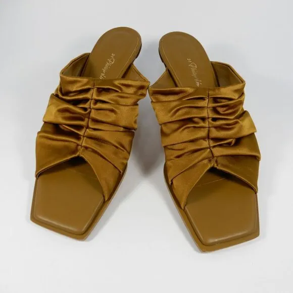 3.1 PHILLIP LIM Heeled Mules SANDALS Size 36 6 Olive Satin Leather NEW $575