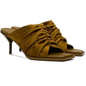 3.1 PHILLIP LIM Heeled Mules SANDALS Size 36 6 Olive Satin Leather NEW $575