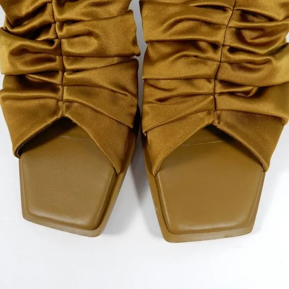 3.1 PHILLIP LIM Heeled Mules SANDALS Size 36 6 Olive Satin Leather NEW $575