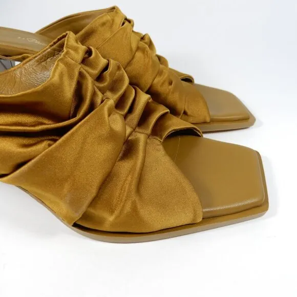 3.1 PHILLIP LIM Heeled Mules SANDALS Size 36 6 Olive Satin Leather NEW $575