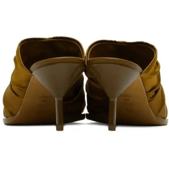 3.1 PHILLIP LIM Heeled Mules SANDALS Size 36 6 Olive Satin Leather NEW $575