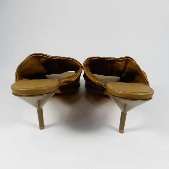 3.1 PHILLIP LIM Heeled Mules SANDALS Size 36 6 Olive Satin Leather NEW $575