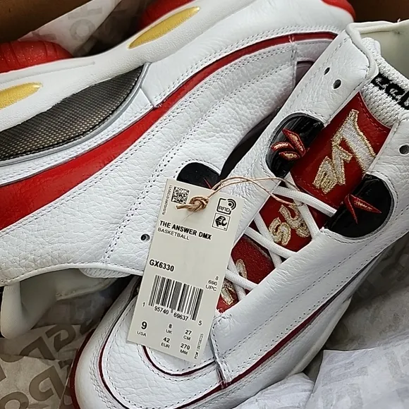 9 Reebok Answer DMX Mid Allen Iverson Red White Question Sneakers GX6330
