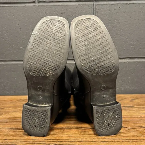 90s VTG Santana Canada Chunky Black Leather Square Toe Campus Boots Women’s 7