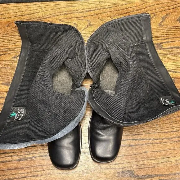 90s VTG Santana Canada Chunky Black Leather Square Toe Campus Boots Women’s 7
