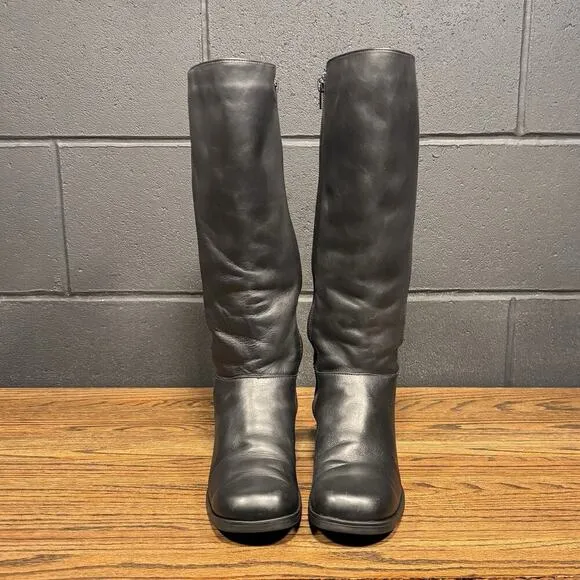 90s VTG Santana Canada Chunky Black Leather Square Toe Campus Boots Women’s 7
