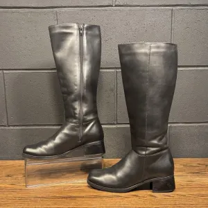 90s VTG Santana Canada Chunky Black Leather Square Toe Campus Boots Women’s 7