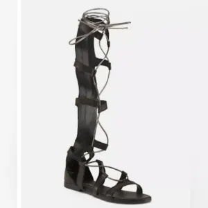 A. Giannetti Black Leather Gladiator Sandal sz 8