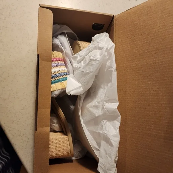 AA - J. Crew Woven Mule Sandals Rainbow Raffia 9