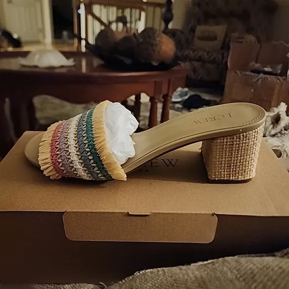AA - J. Crew Woven Mule Sandals Rainbow Raffia 9