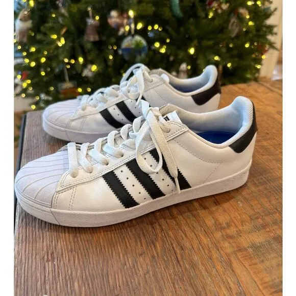 Adidas Black White 3 Stripe Skateboarding Tennis Athletic Shoes Mens 7