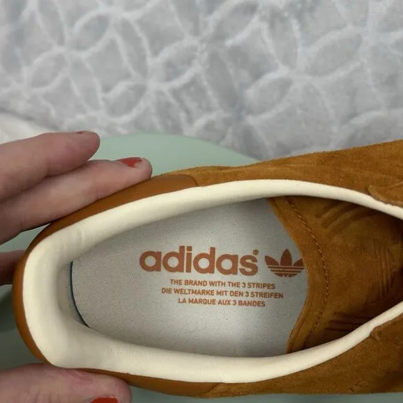 Adidas Gazelle Craft Ochre Mens 10.5 Camel Brown Suede Athletic Shoes Sneakers