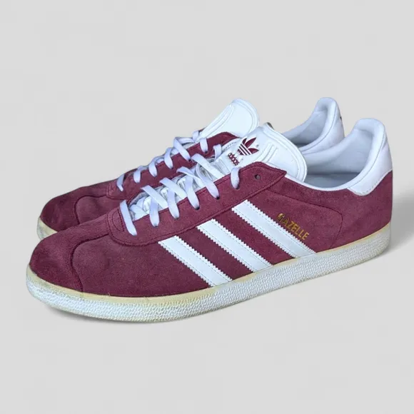 Adidas Gazelles Men's Collegiate Burgundy Shoes Sneakers Sz 12 90s Grunge Skater
