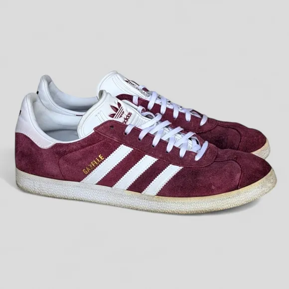 Adidas Gazelles Men's Collegiate Burgundy Shoes Sneakers Sz 12 90s Grunge Skater