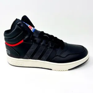 Adidas Hoops 3.0 Mid Black White Red Mens Leather Basketball Sneakers GZ1344