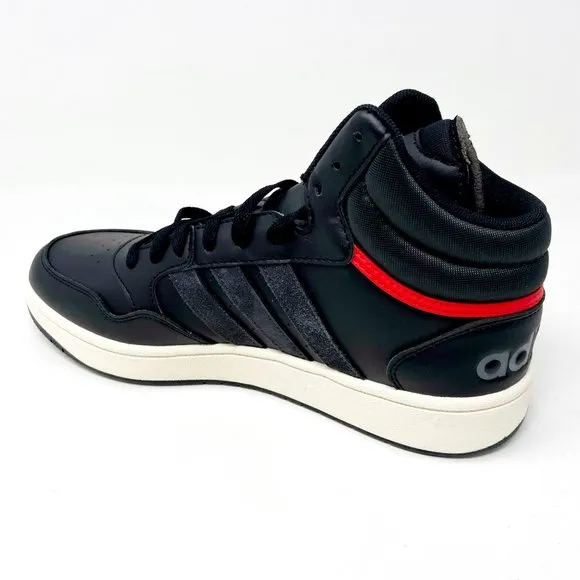Adidas Hoops 3.0 Mid Black White Red Mens Leather Basketball Sneakers GZ1344