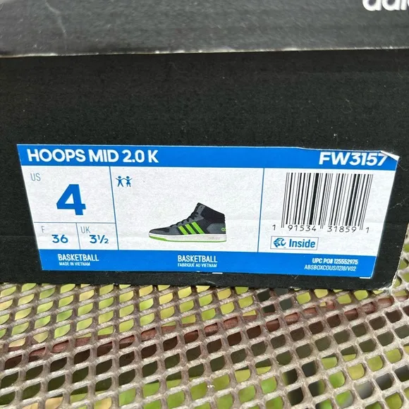 Adidas Hoops Mid 2.0 K - Unisex Basketball Sneakers - Size 4