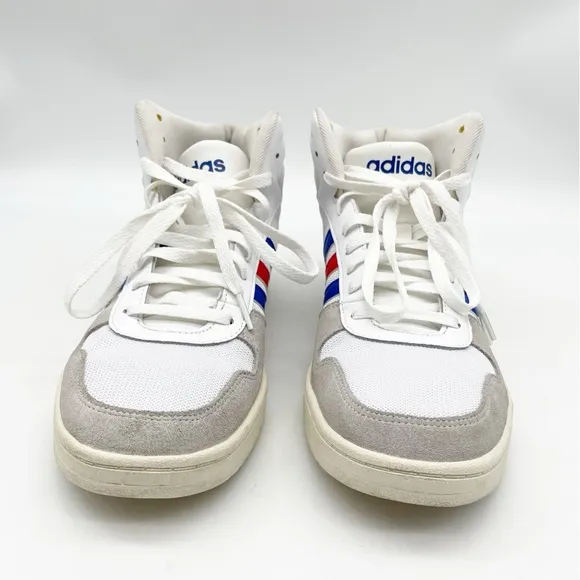 Adidas men’s Hoops 2.0 Mid 'White Blue Red' basketball sneakers shoes size 10