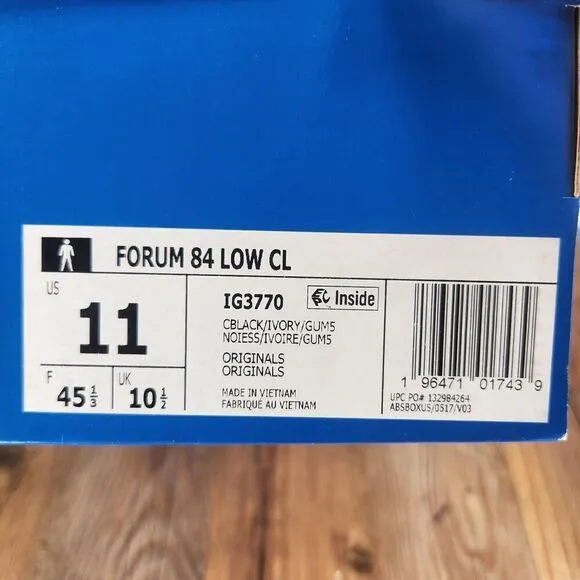 Adidas Originals Forum 84 Low CL IG3770 Mens 11 Black Gum Skater Sneakers Shoes