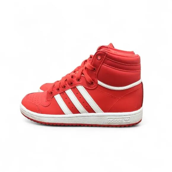 Adidas Top Ten Red/White Hi Top Basketball Sneakers - Men's Size 5.5