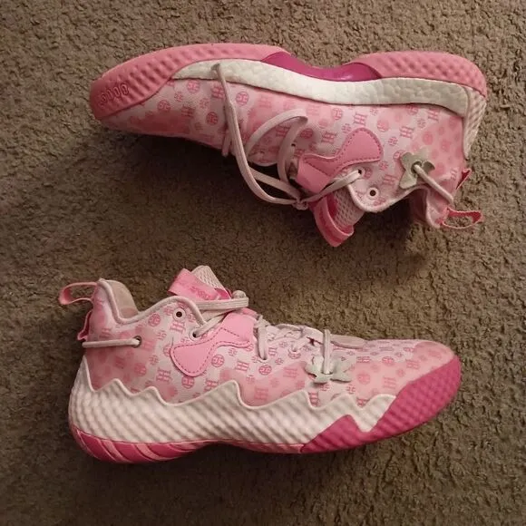 ADIDAS Harden Vol 6 Monogram Pink Cloud Basketball Sneakers Mens SZ 6.5 PREOWNED