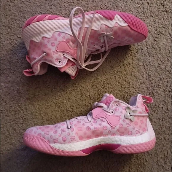 ADIDAS Harden Vol 6 Monogram Pink Cloud Basketball Sneakers Mens SZ 6.5 PREOWNED