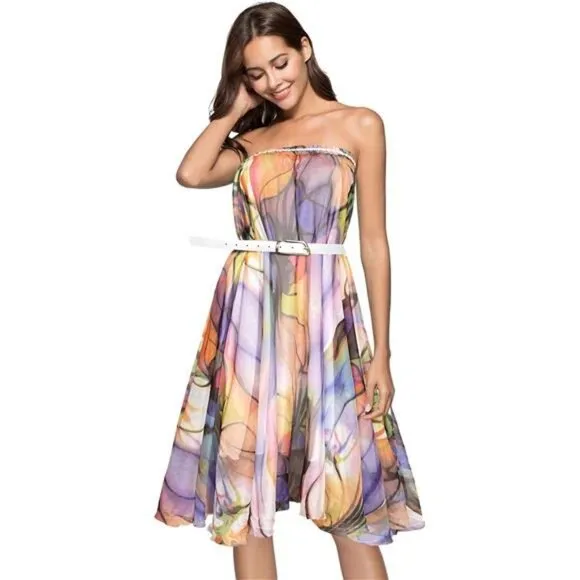 Afibi Women Full/Ankle Length Blending Maxi Chiffon Long Skirt Beach Skirt