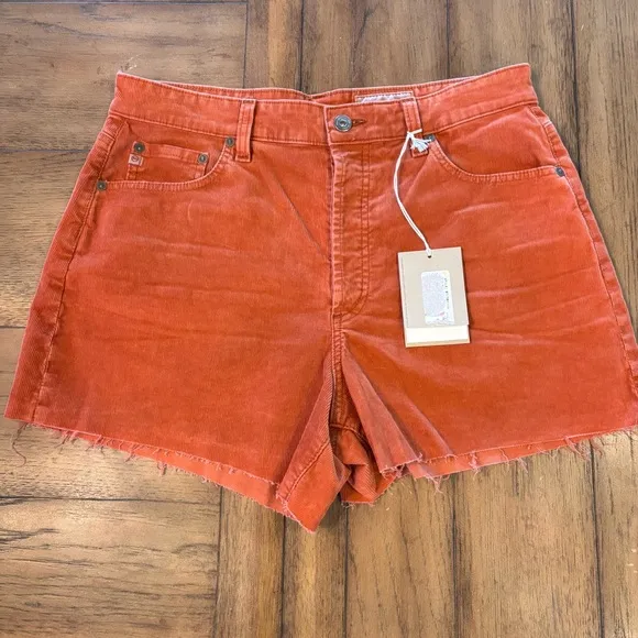 AG ADRIANO GOLDSCHMIED Cinnamon Corduroy Alexxis Short,size 31R,High Rise Wedgie