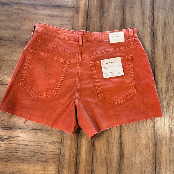AG ADRIANO GOLDSCHMIED Cinnamon Corduroy Alexxis Short,size 31R,High Rise Wedgie