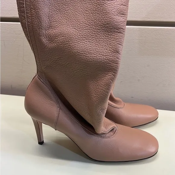 Agl Tan Under the Knee Boots Sleek Leather Design