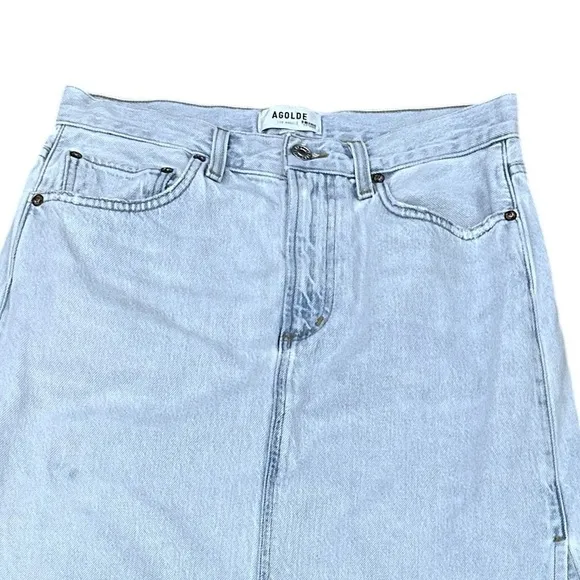AGOLDE Astrid Slice Denim Maxi Skirt in Fragment Size 26