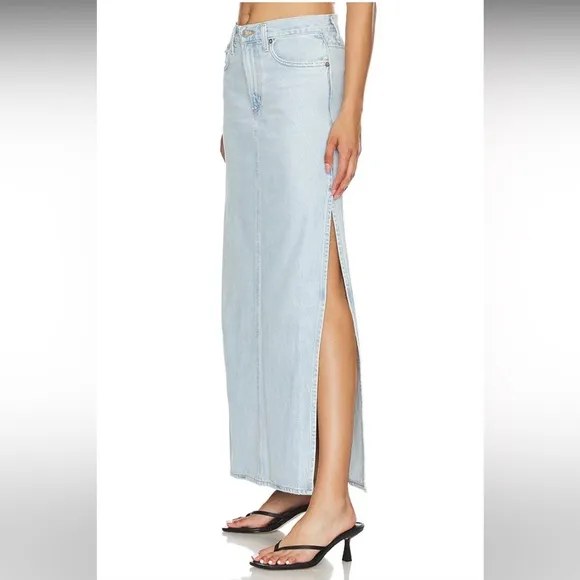 AGOLDE Astrid Slice Denim Maxi Skirt in Fragment Size 26