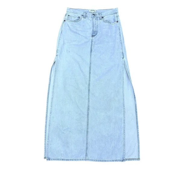 AGOLDE Astrid Slice Denim Maxi Skirt in Fragment Size 26