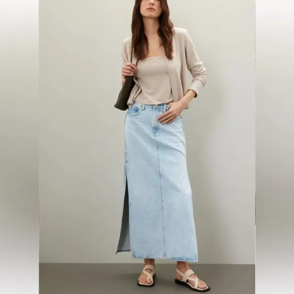 AGOLDE Astrid Slice Denim Maxi Skirt in Fragment Size 26