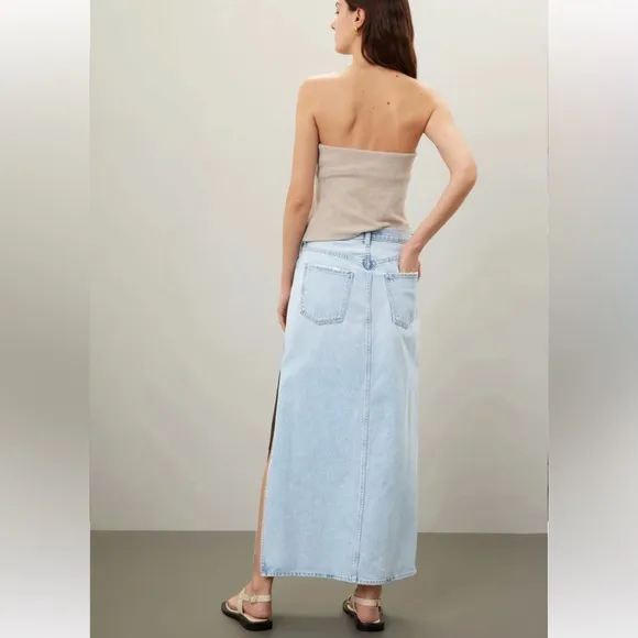 AGOLDE Astrid Slice Denim Maxi Skirt in Fragment Size 26