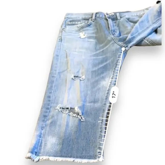 AGOLDE Dakota Distressed‎ Relaxed Boyfriend Capri Relaxed Skater Shorts Sz 28